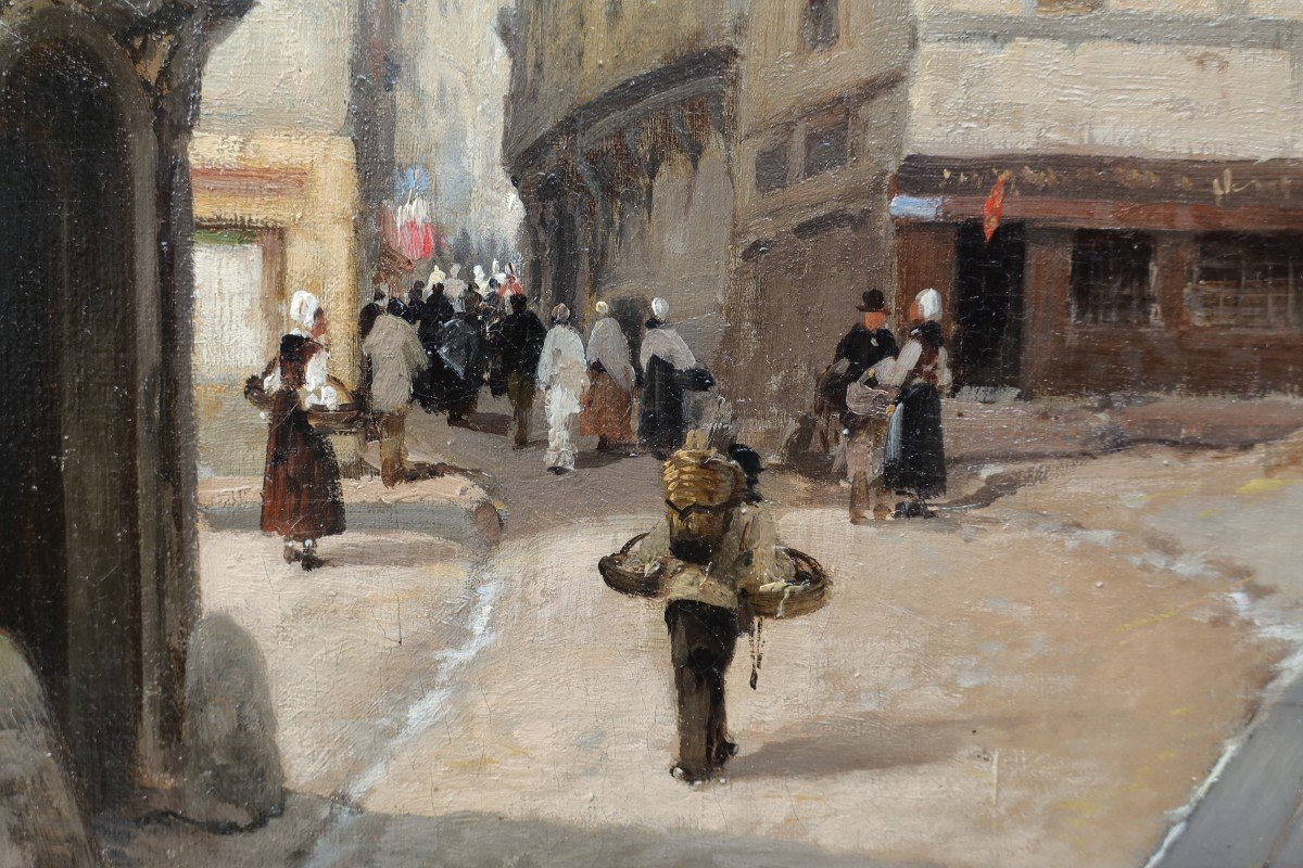 Jules Gustave BAHIEU (1847-1916) - Rouen, rue Malpalu-photo-5