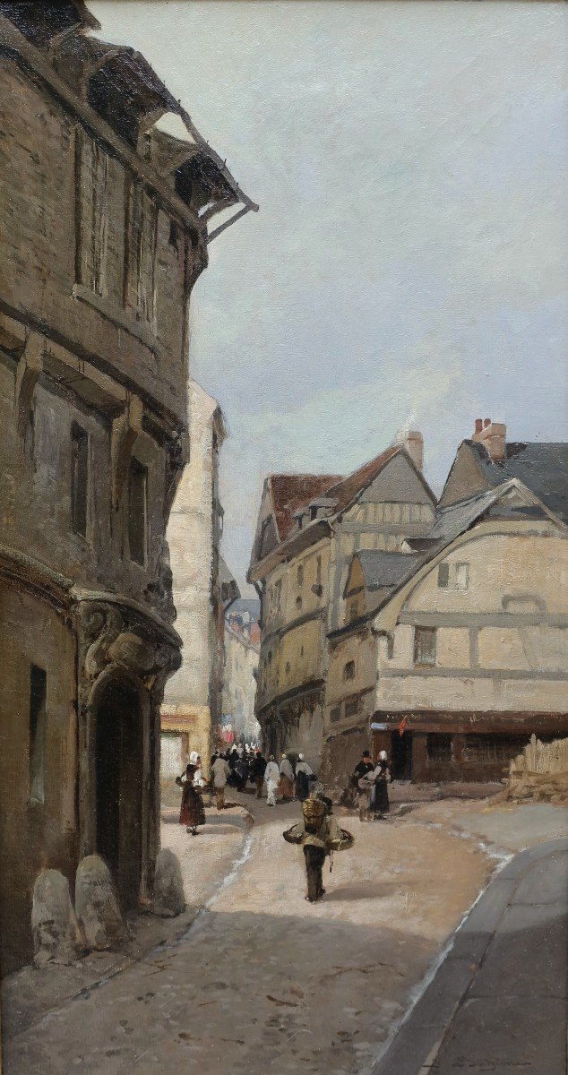 Jules Gustave BAHIEU (1847-1916) - Rouen, rue Malpalu