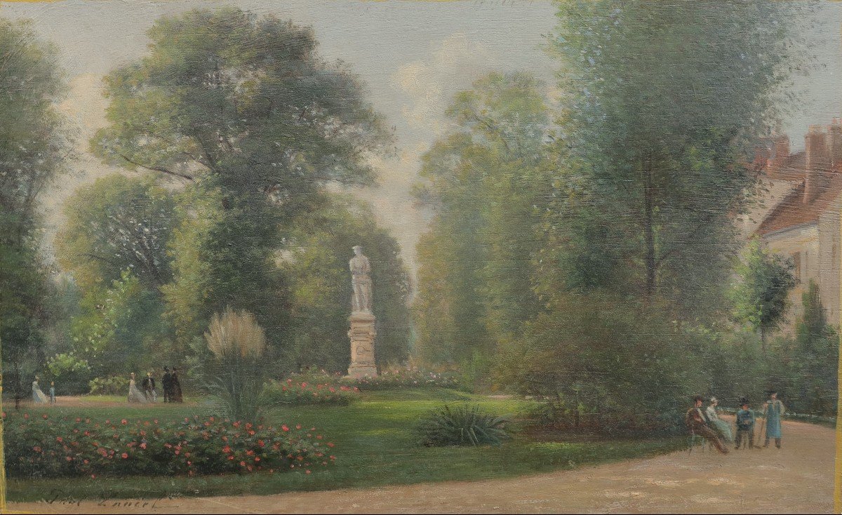 Animated Garden, School Around 1900, Signed Paul Lancel