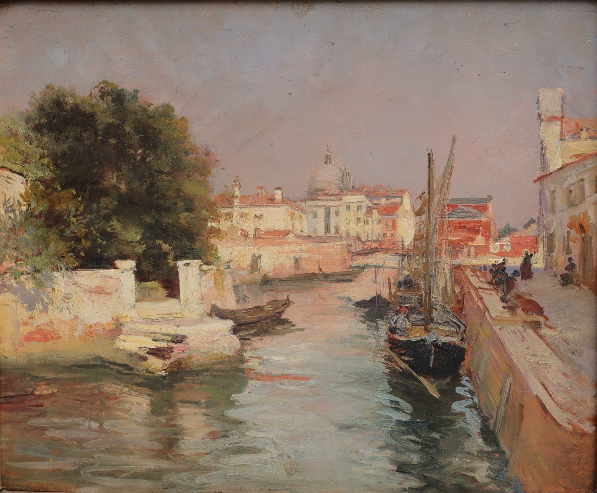 Un canal à Venise. Raymond ALLEGRE (1857-1933)-photo-2