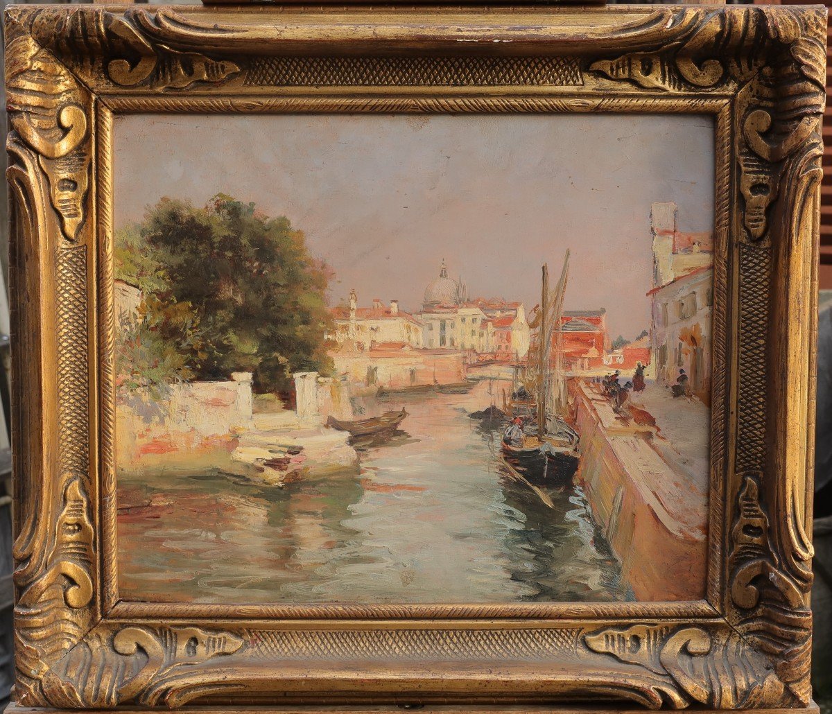 Un canal à Venise. Raymond ALLEGRE (1857-1933)-photo-3