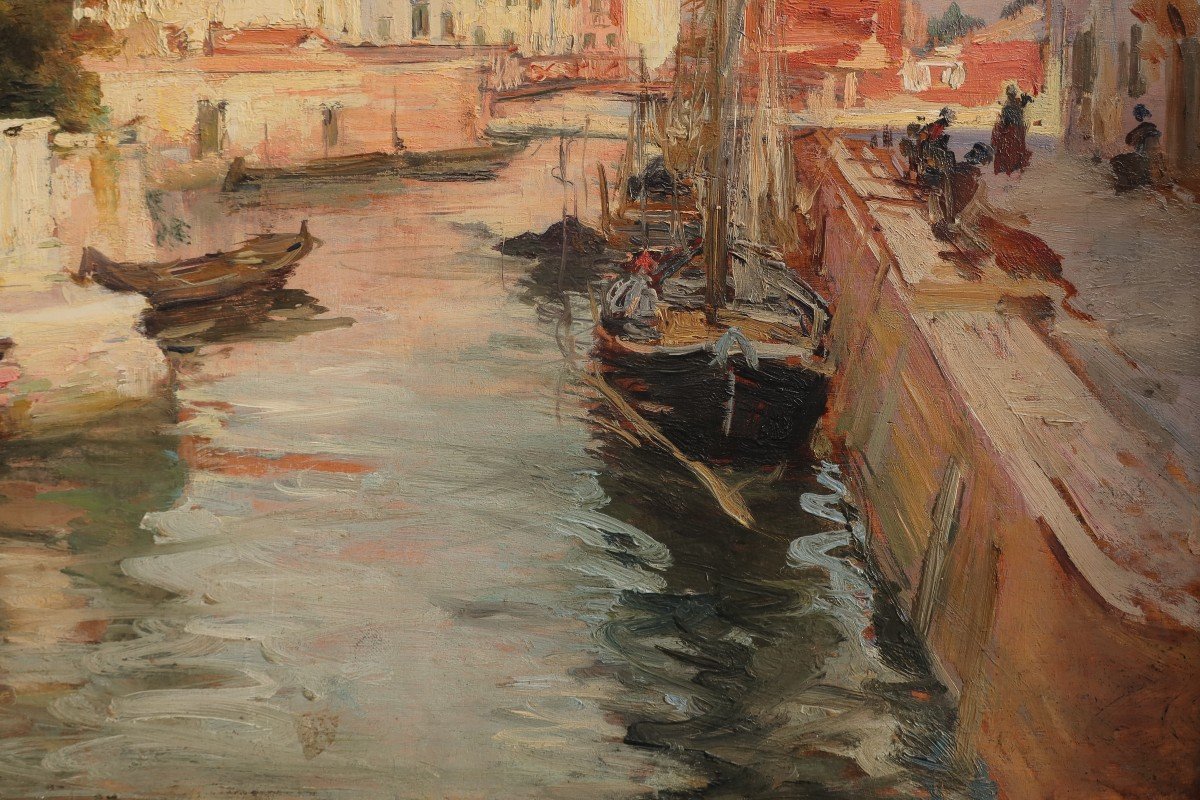 Un canal à Venise. Raymond ALLEGRE (1857-1933)-photo-4