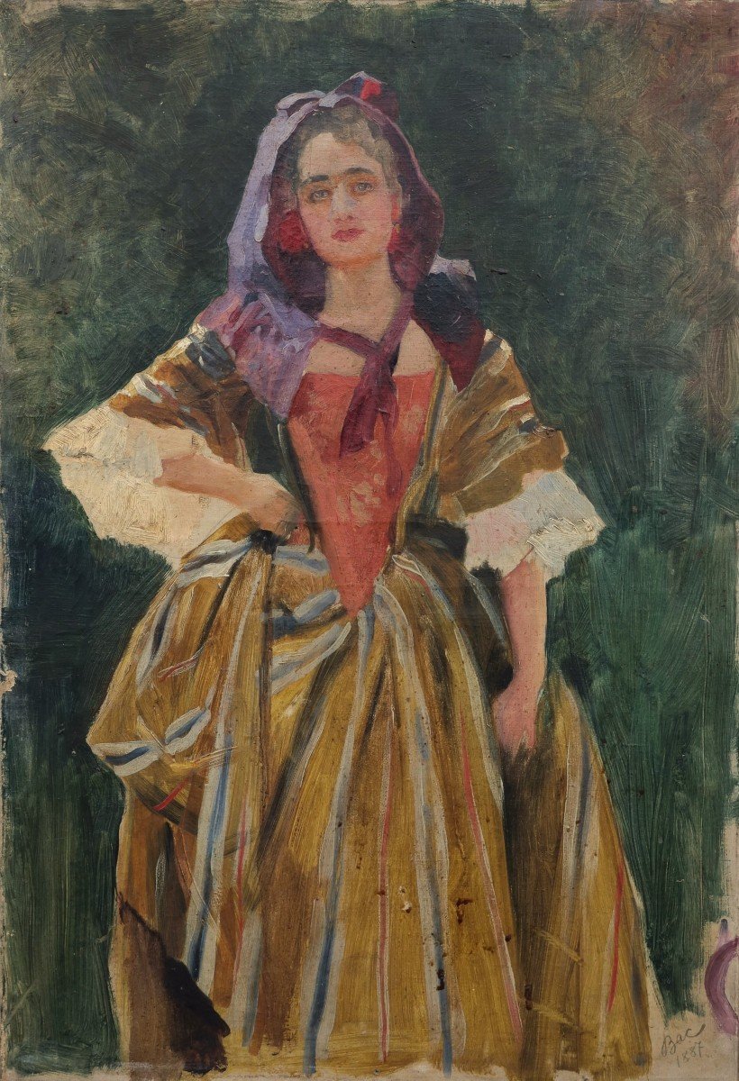 Ferdinand Sigismond BAC (1859-1952). Femme en costume de scène 1887