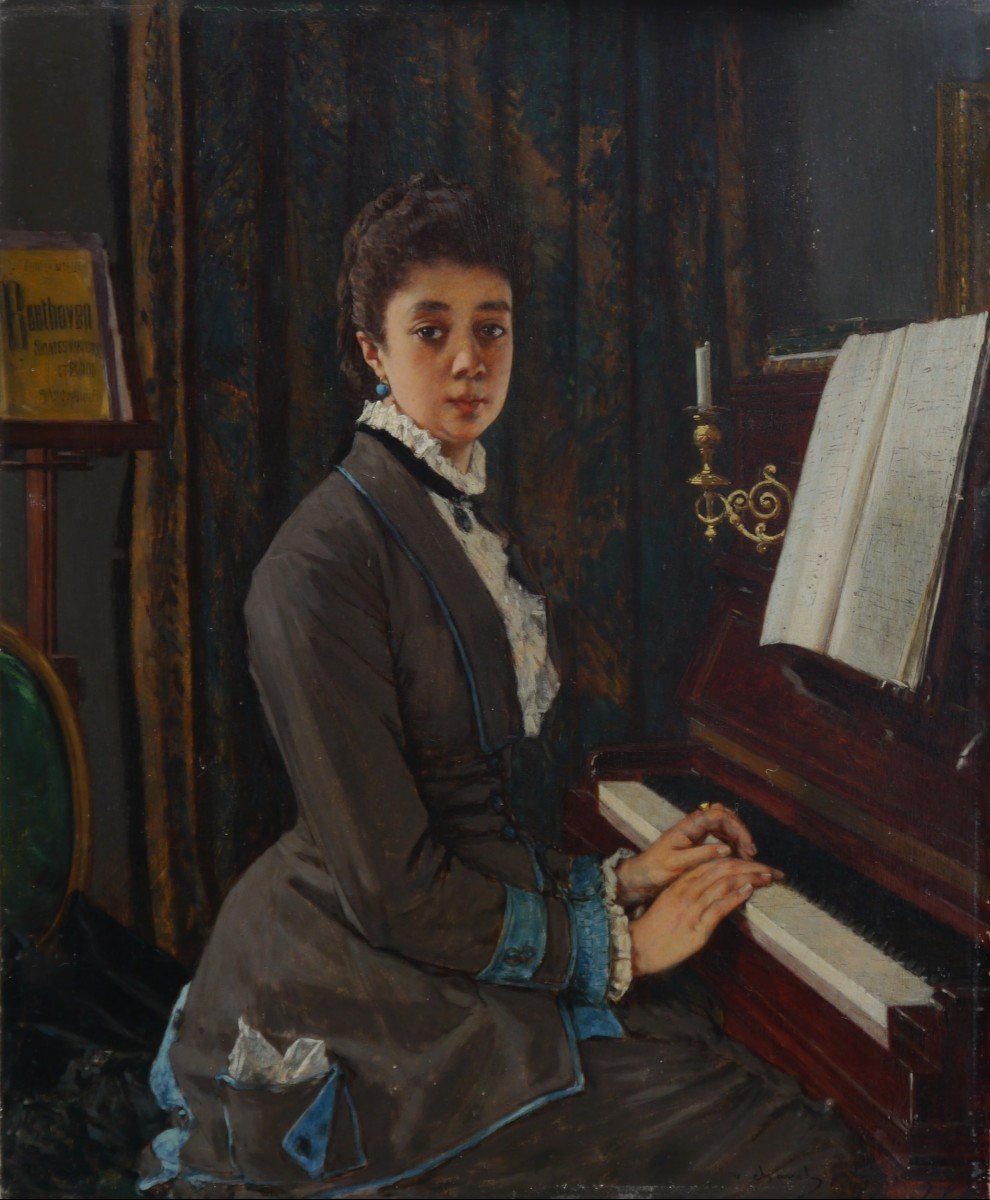 Young Woman At The Piano. Victor Joseph Chavet (1822-1906)