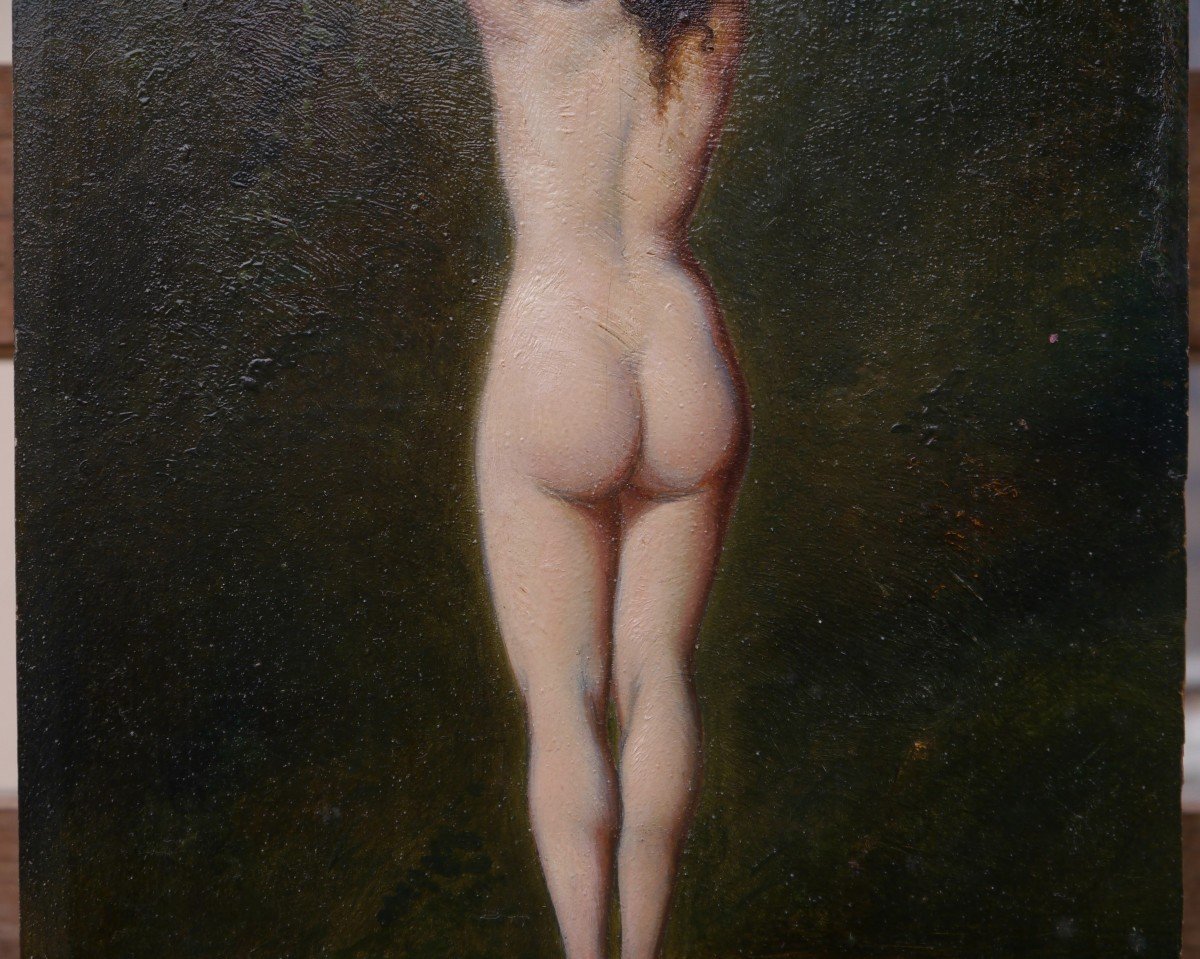 Un joli modèle ! femme nue de dos. Ecole XIXè-photo-1