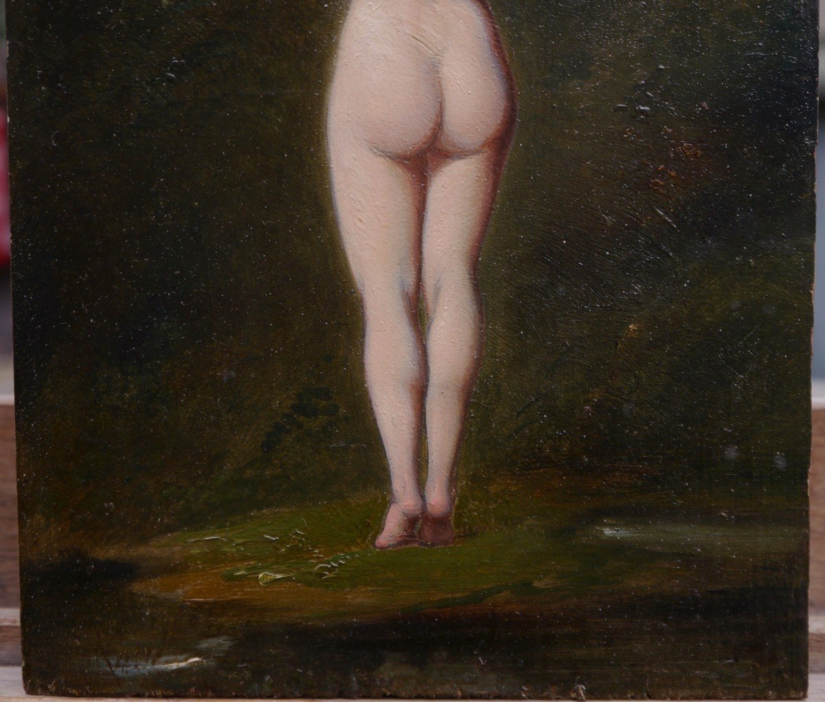 Un joli modèle ! femme nue de dos. Ecole XIXè-photo-2