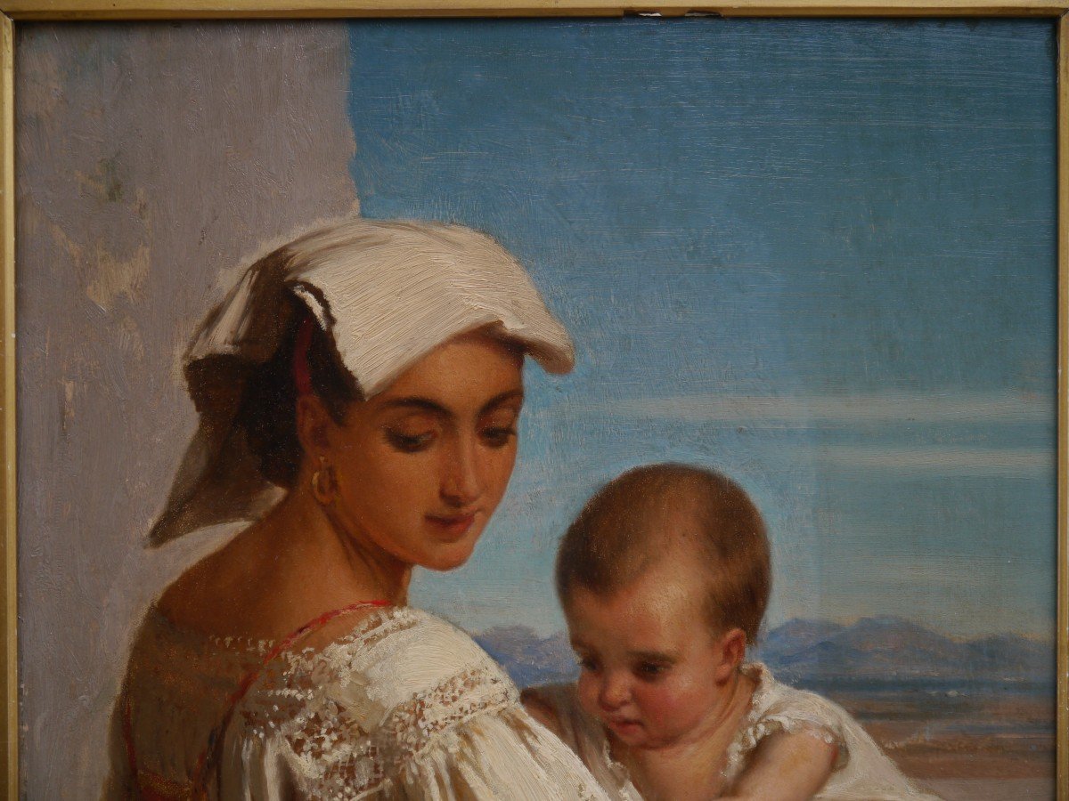 Alexandre Robert (1817-1890). Young Italian Woman And Her Child.-photo-4