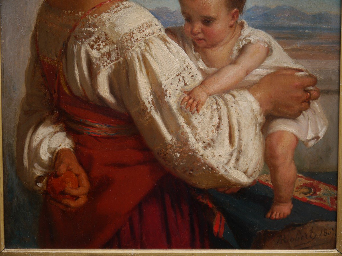 Alexandre Robert (1817-1890). Young Italian Woman And Her Child.-photo-4