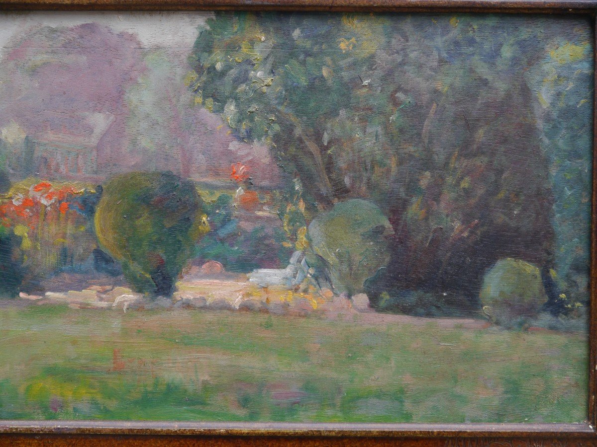 Vue d'un parc ou jardin. Renée MOURGUE VAQUIER (1894-1990)-photo-1