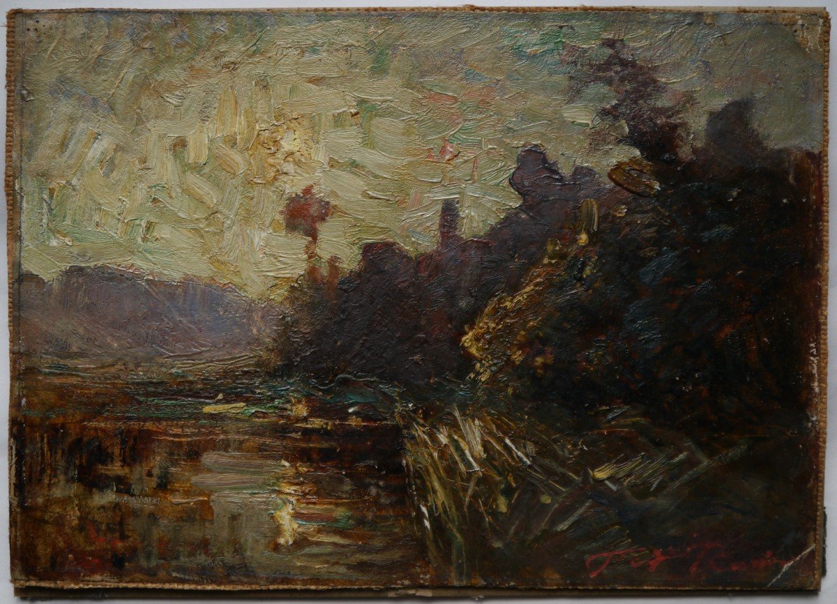 River At Dusk. François Auguste Ravier (1814-1895)-photo-3