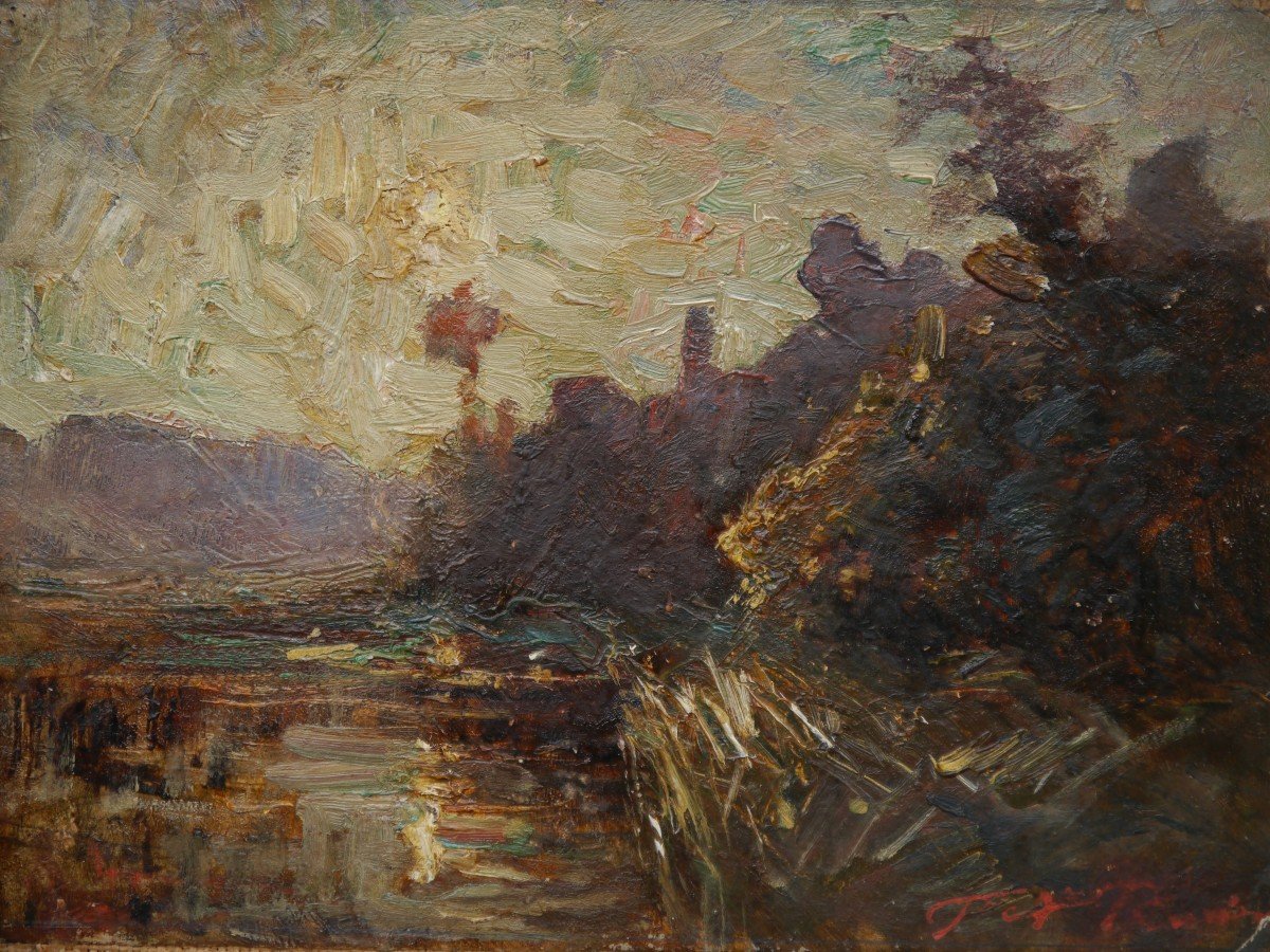 River At Dusk. François Auguste Ravier (1814-1895)-photo-4