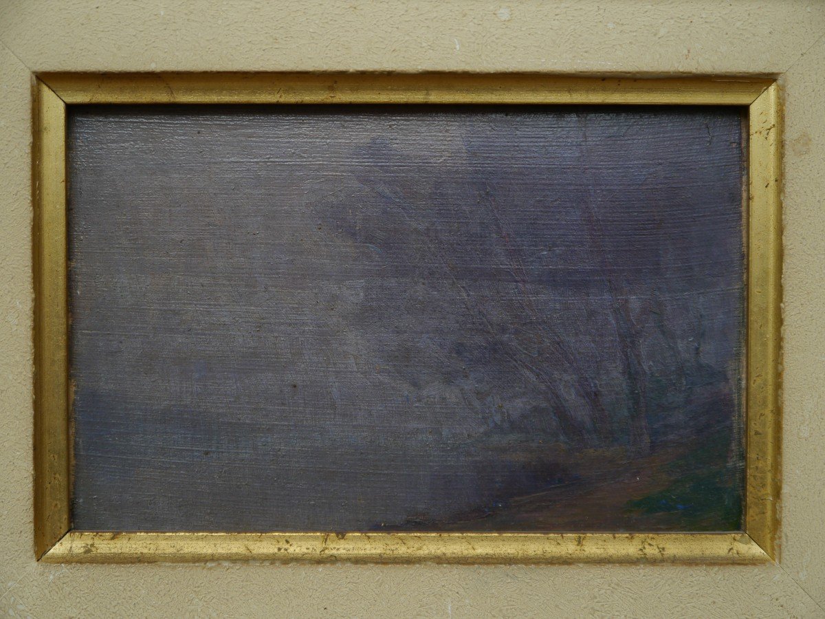 Paysage impressionniste brumeux vers 1900