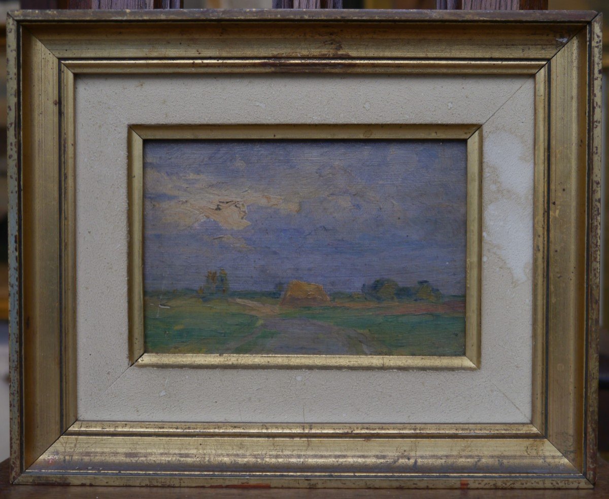 Impressionist Landscape With Haystack Circa 1900-photo-2