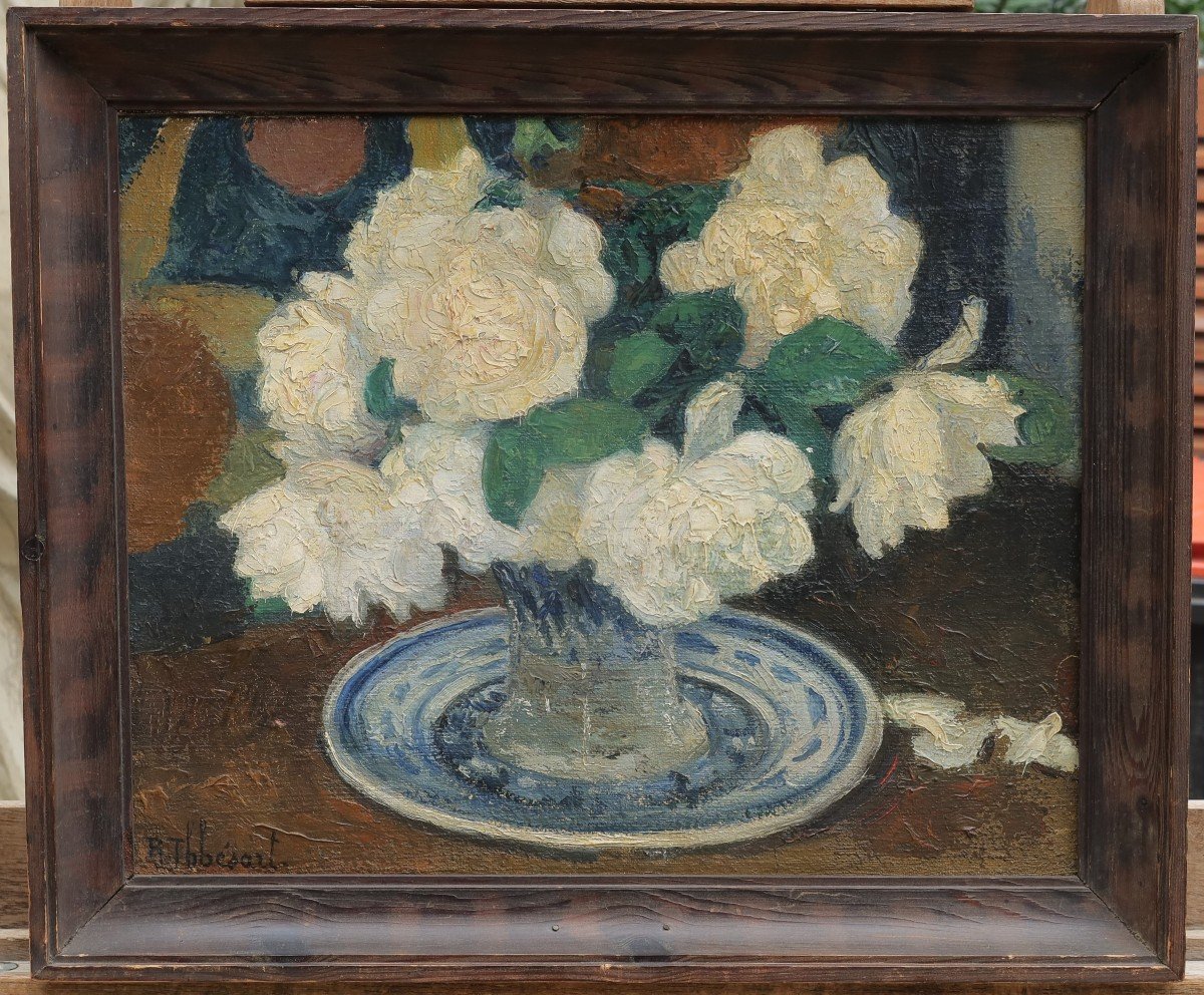 Raymond THIBÉSART (1874-1968). Roses blanches-photo-2