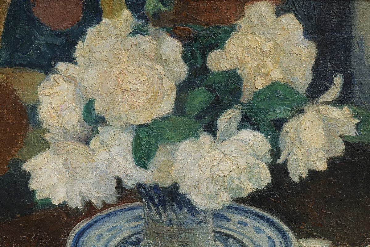 Raymond THIBÉSART (1874-1968). Roses blanches-photo-3