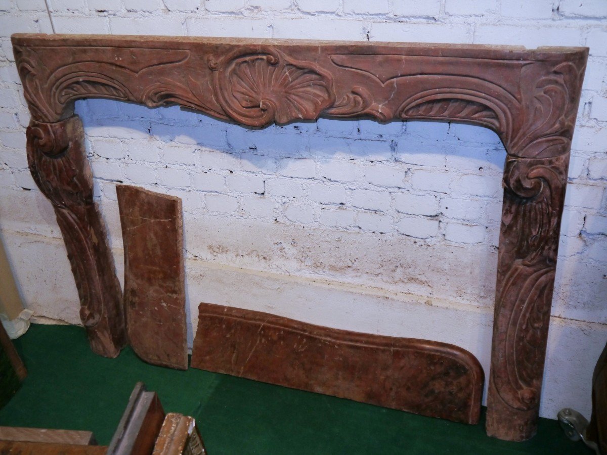 Antique Red Marble Fireplace-photo-2