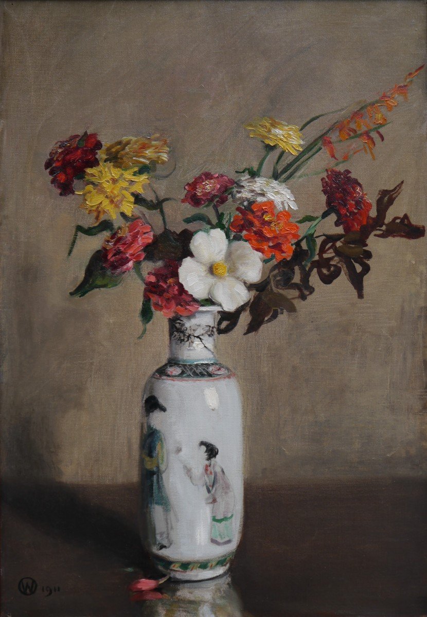 Fleurs dans un vase chinois, 1911. Raymond WOOG (1875-1949).