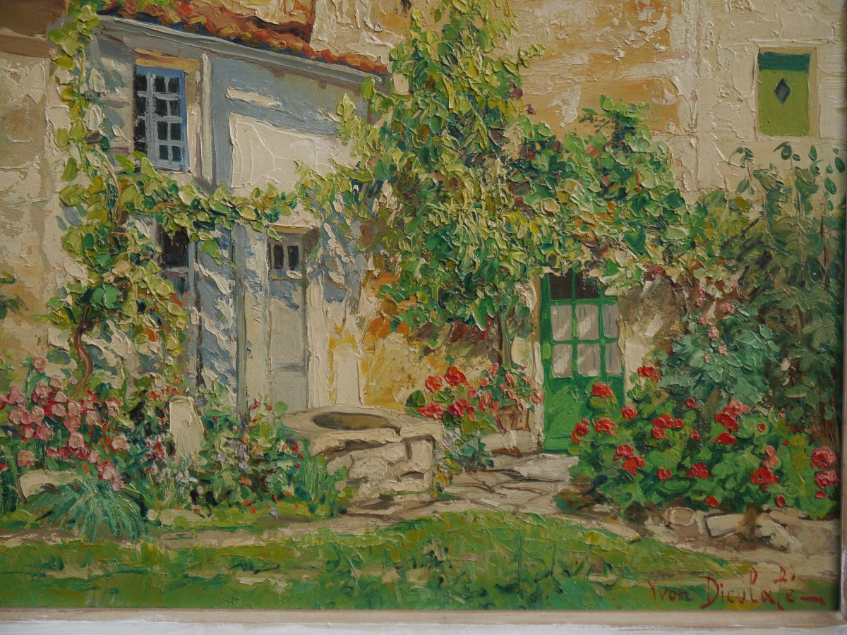 Sunny House And Flower Garden. Yvon Dieulafe (1903-1990)-photo-1