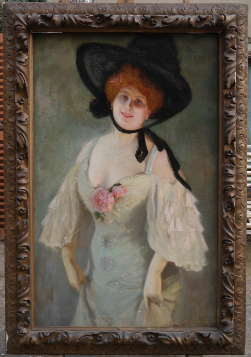 Grand portrait de Marcelle Yrven, Salon de 1904. Albert-Auguste FOURIÉ (1854-1937)-photo-8