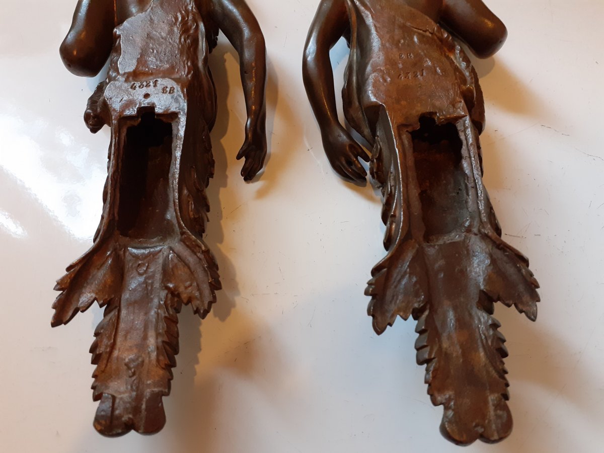 Deux éléments bronze XIXè, personnages à l'antique-photo-4