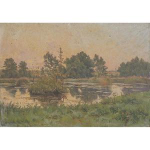 Alphonse Henri MAZARD (1865-1939) - Etang, vallée de l'Essonne, près La Ferté-Alais ?