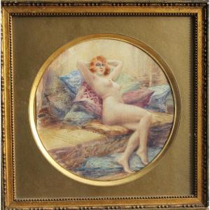 Femme nue allongée - Jacques DEBUT (XIX-XX)