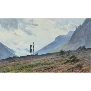 Large Mountain Painting, Vercors - Oscar Louis Mascré (1865-1943)