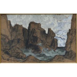 Eugène Brouillard (1870-1950). Rocks By The Sea