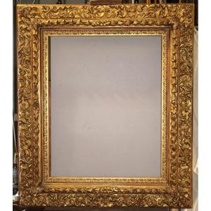 Large And Wide Gilded Gold Frame 19th Century Renaissance Style, View 79.5x63.5 Cm For 25f Format
