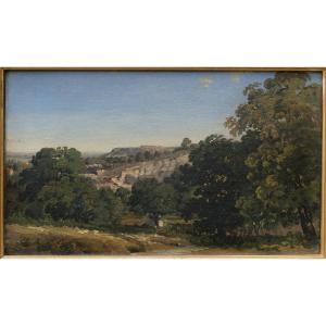 Provençal Landscape At The End Of The 19th Century. Oil On Anonymous Paper