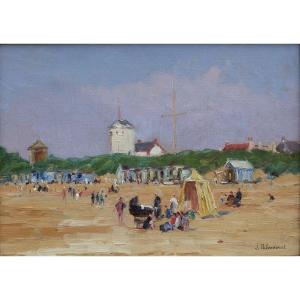 Calais, Plage des Baraques. Blériot-Plage. Jules RIBEAUCOURT (1866-1932)