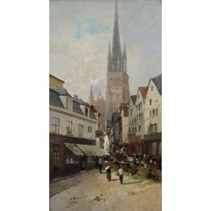 Jules Gustave BAHIEU (1847-1916) - Rouen, rue de l'Epicerie