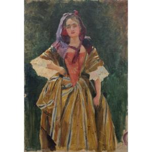 Ferdinand Sigismond BAC (1859-1952). Femme en costume de scène 1887