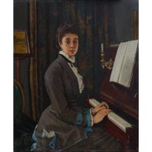 Young Woman At The Piano. Victor Joseph Chavet (1822-1906)