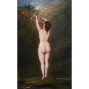 Un joli modèle ! femme nue de dos. Ecole XIXè