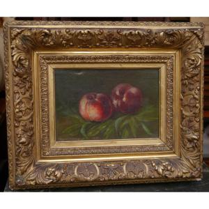 Charles-louis-marie Binot De Villiers 19th Century. Still Life With Peaches