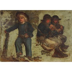 Child And Breton Musicians, 19th Century