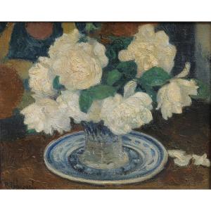 Raymond THIBÉSART (1874-1968). Roses blanches