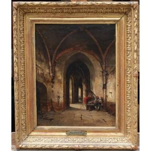 Intérieur de monastère/abbaye, Saragosse. Joseph PAUL-MARTIN (1799-?)