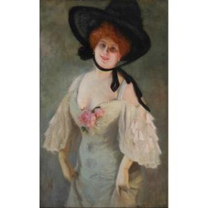 Grand portrait de Marcelle Yrven, Salon de 1904. Albert-Auguste FOURIÉ (1854-1937)