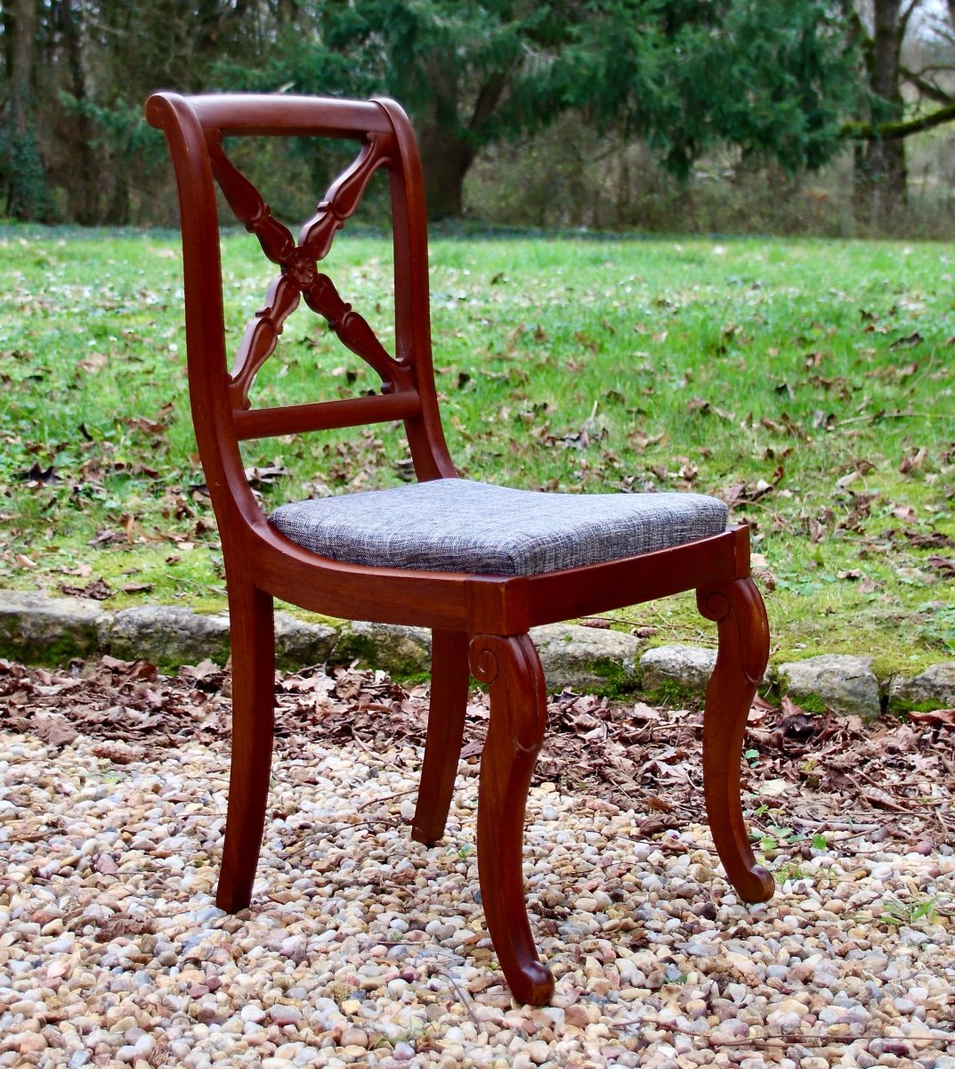 Suite Of 8 Nineteenth Chassis Chairs In Mahogany-photo-4