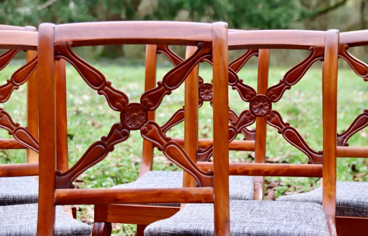 Suite Of 8 Nineteenth Chassis Chairs In Mahogany-photo-6