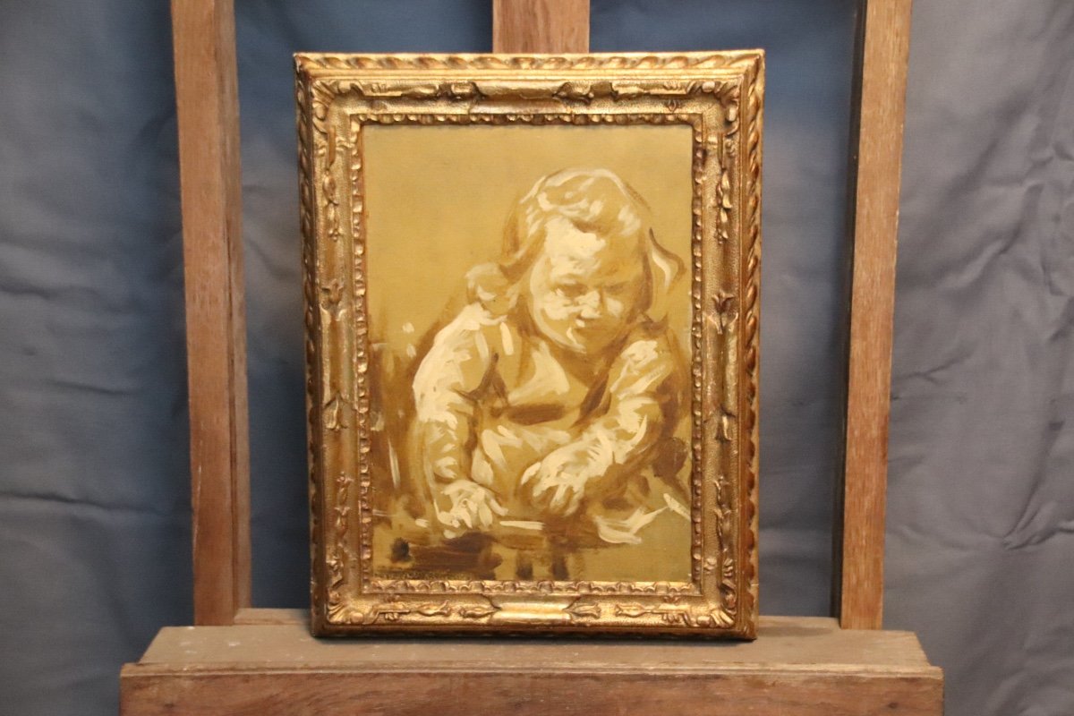 Painting Of Putto On Cardboard Nineteenth Mounted