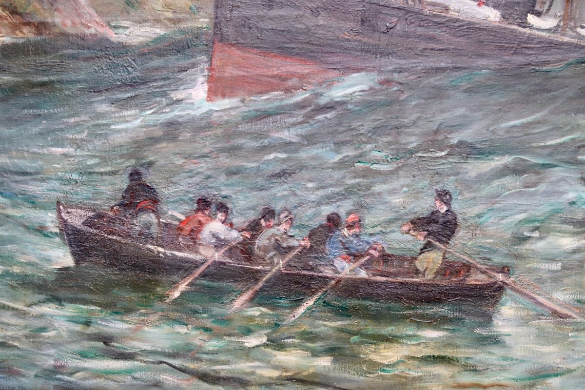 Painting By Gustave Colin Rescue On The Basque Coast-photo-2