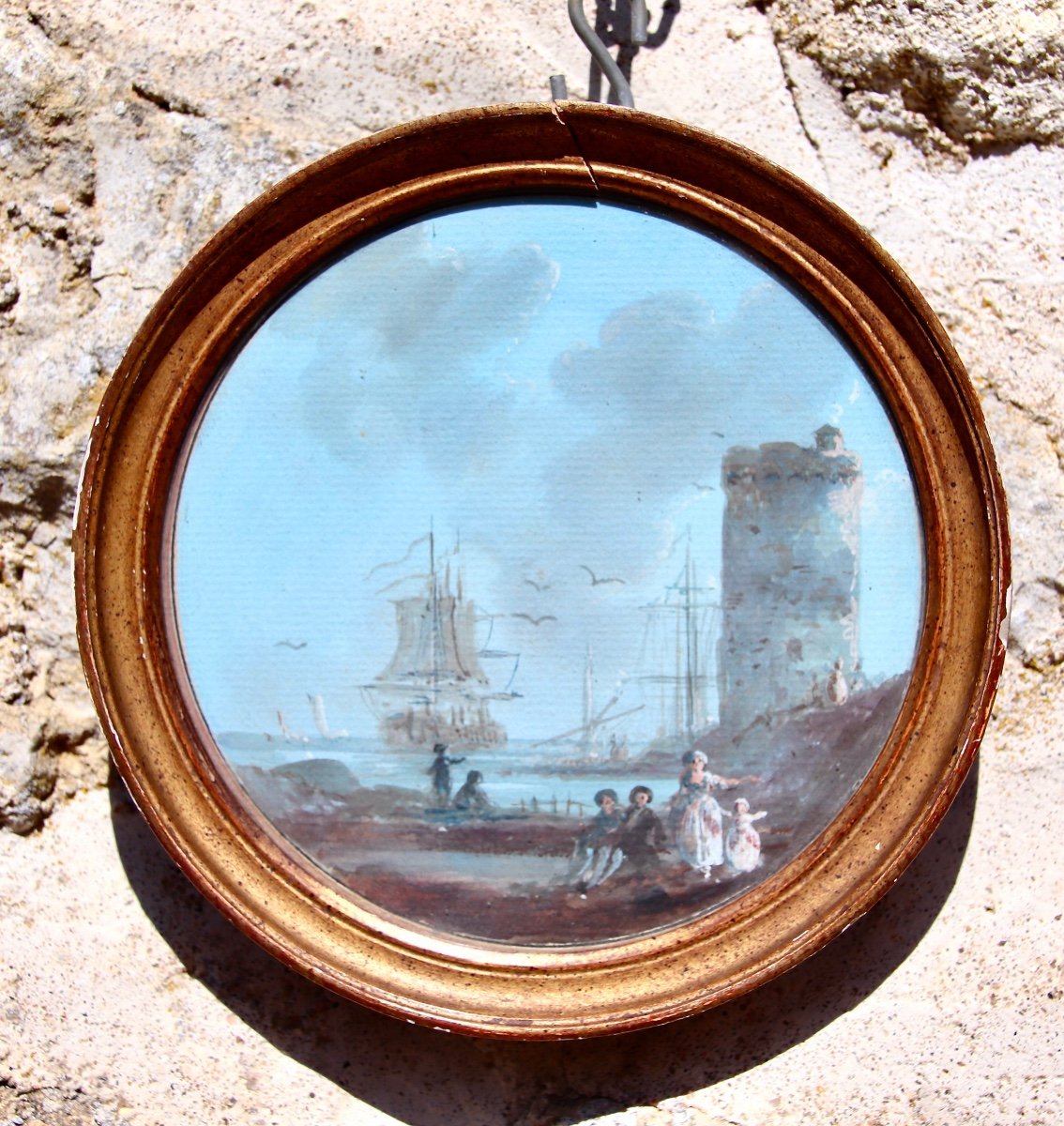 Round Marine Gouache Early Nineteenth-photo-1