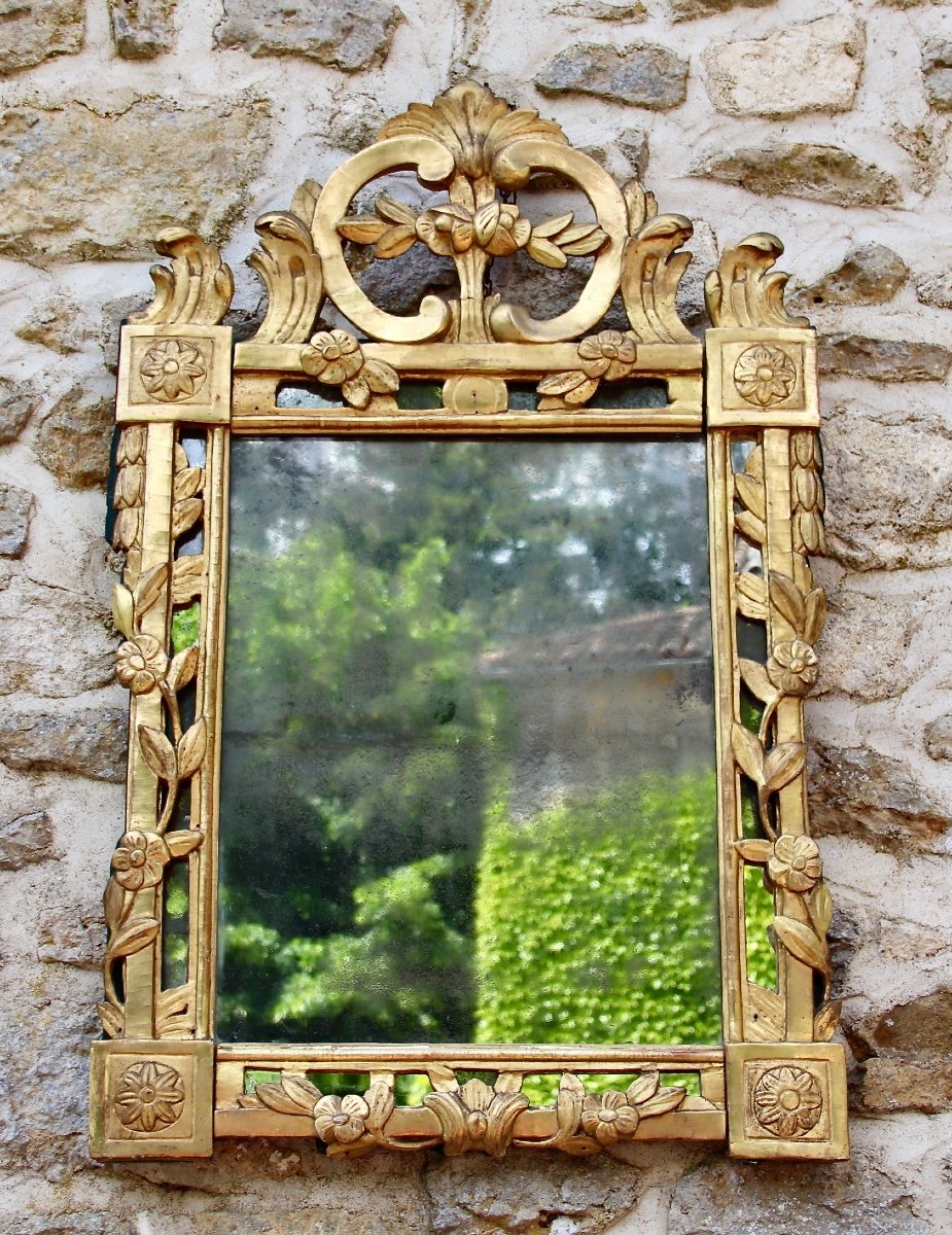 Louis XVI Parclose Mirror In Golden Wood-photo-7