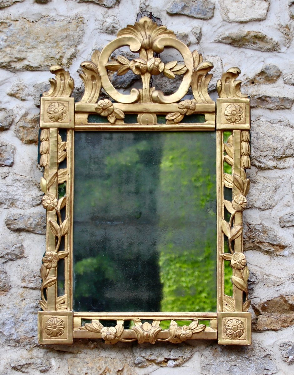 Louis XVI Parclose Mirror In Golden Wood