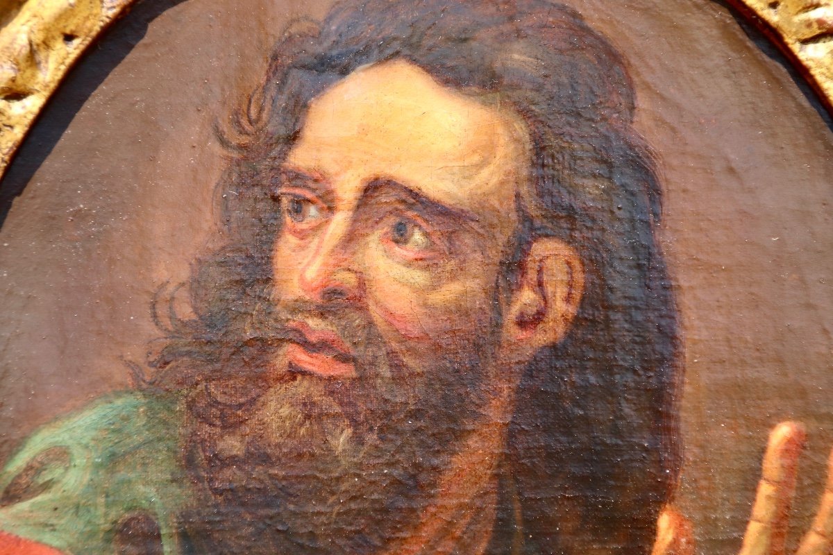 Peinture  XVIIIème d'homme barbu-photo-3