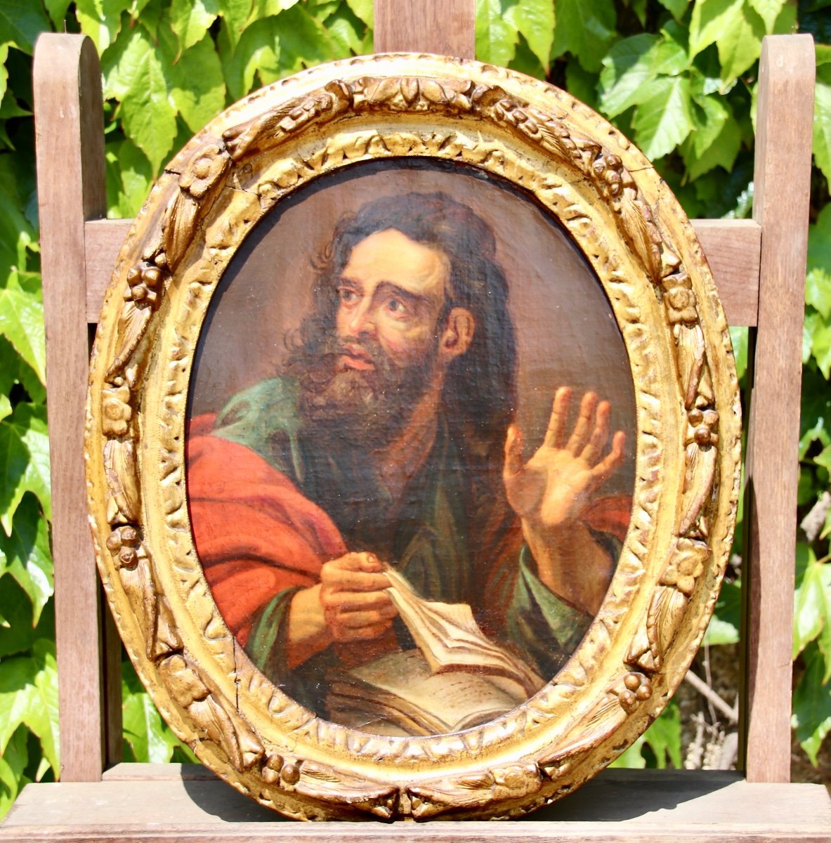 Peinture  XVIIIème d'homme barbu-photo-7