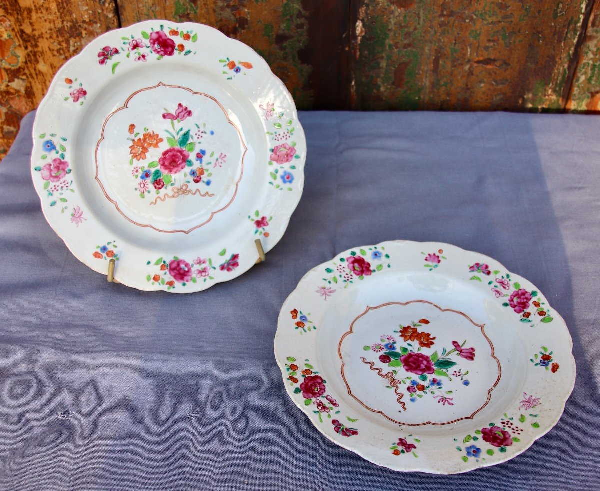 Pair Of 18th Century Plates In Compagnies Des Indes-photo-2